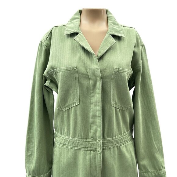 Treasure & Bond Utility Herringbone Long Sleeve Jumpsuit Olive Acorn Women S‎ - Picture 4 of 16